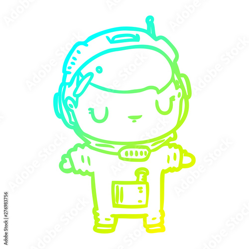 cold gradient line drawing cute astronaut