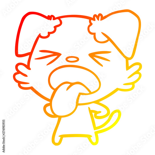warm gradient line drawing cartoon disgusted dog
