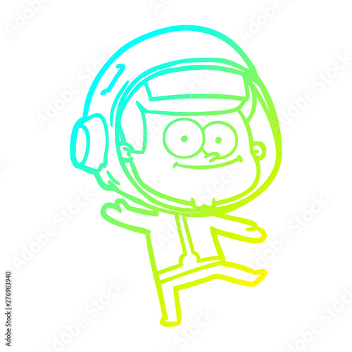 cold gradient line drawing happy astronaut cartoon