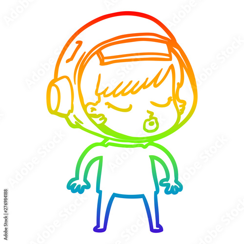 rainbow gradient line drawing cartoon pretty astronaut girl