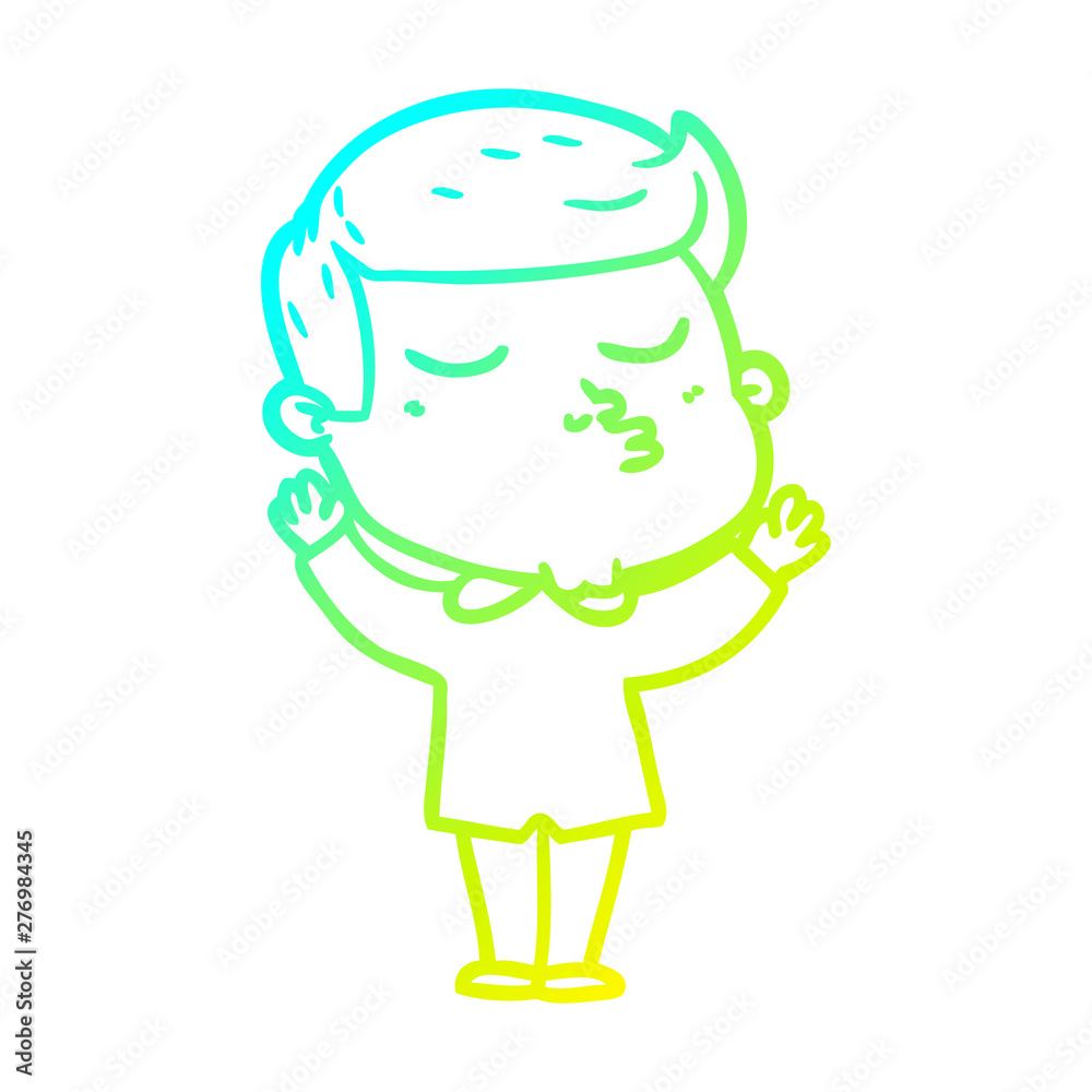 cold gradient line drawing cartoon model guy pouting