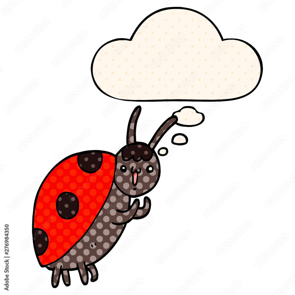 cute cartoon ladybug and thought bubble in comic book style cute cartoon ladybug and thought bubble in comic book style
