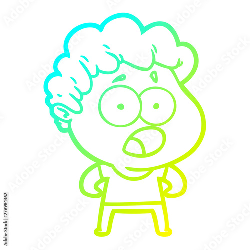 cold gradient line drawing cartoon man gasping in surprise