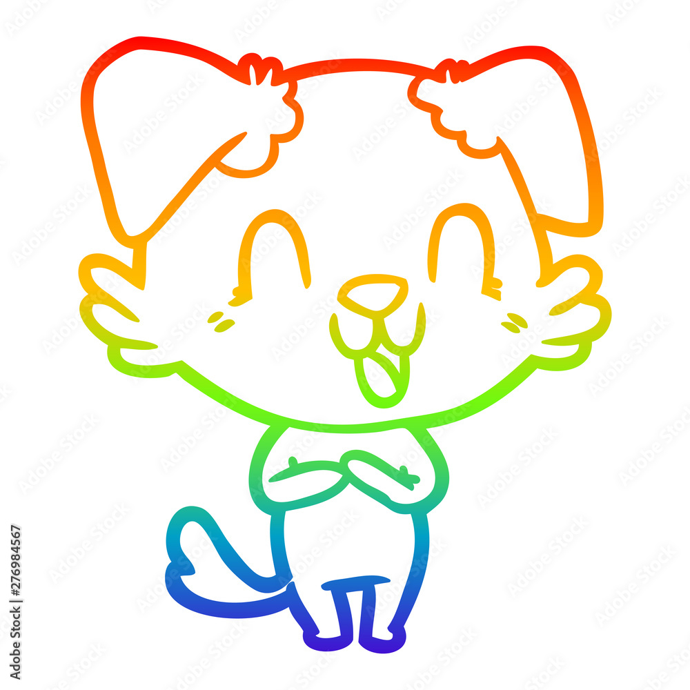 rainbow gradient line drawing laughing cartoon dog rainbow gradient line drawing laughing cartoon dog