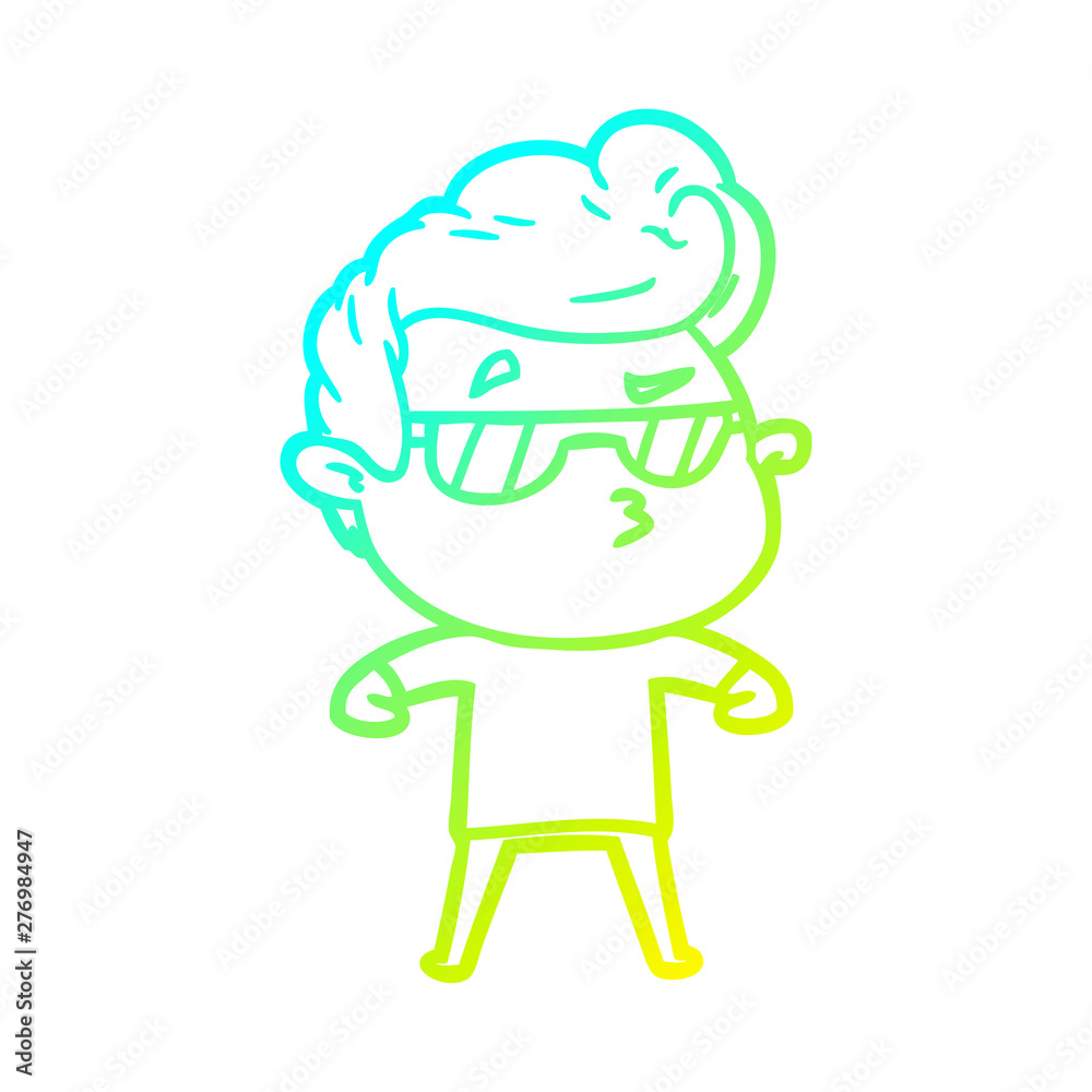 cold gradient line drawing cartoon cool guy