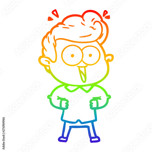 rainbow gradient line drawing cartoon excited man