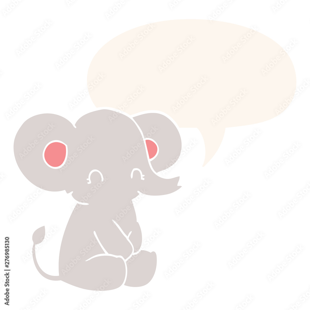 cute cartoon elephant and speech bubble in retro style cute cartoon elephant and speech bubble in retro style
