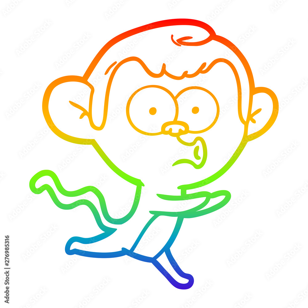 rainbow gradient line drawing cartoon hooting monkey rainbow gradient line drawing cartoon hooting monkey