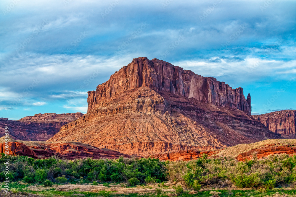 Desert Mountain Mesa With River in Afternoon Light Desert Mountain Mesa With River in Afternoon Light