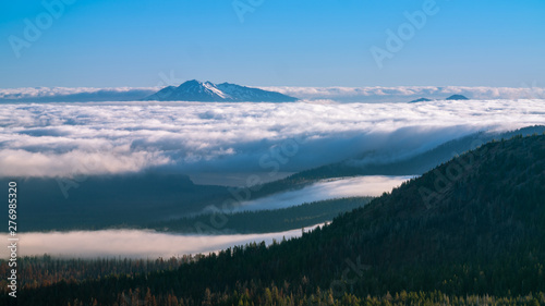 Cloud Fall With Mountain Volcanoe in Background
