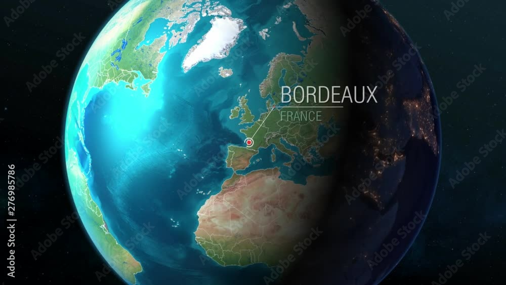  France - Bordeaux - Zooming from space to earth