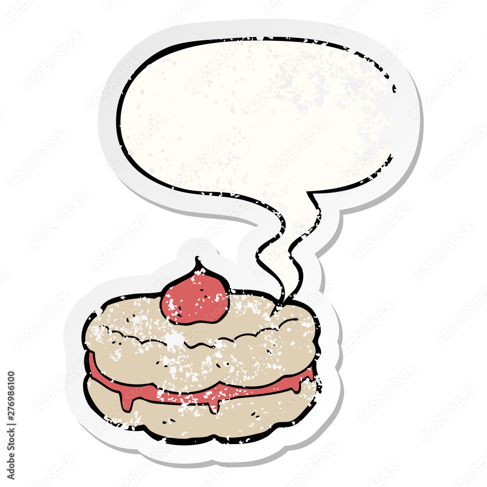 cartoon biscuit and speech bubble distressed sticker cartoon biscuit and speech bubble distressed sticker