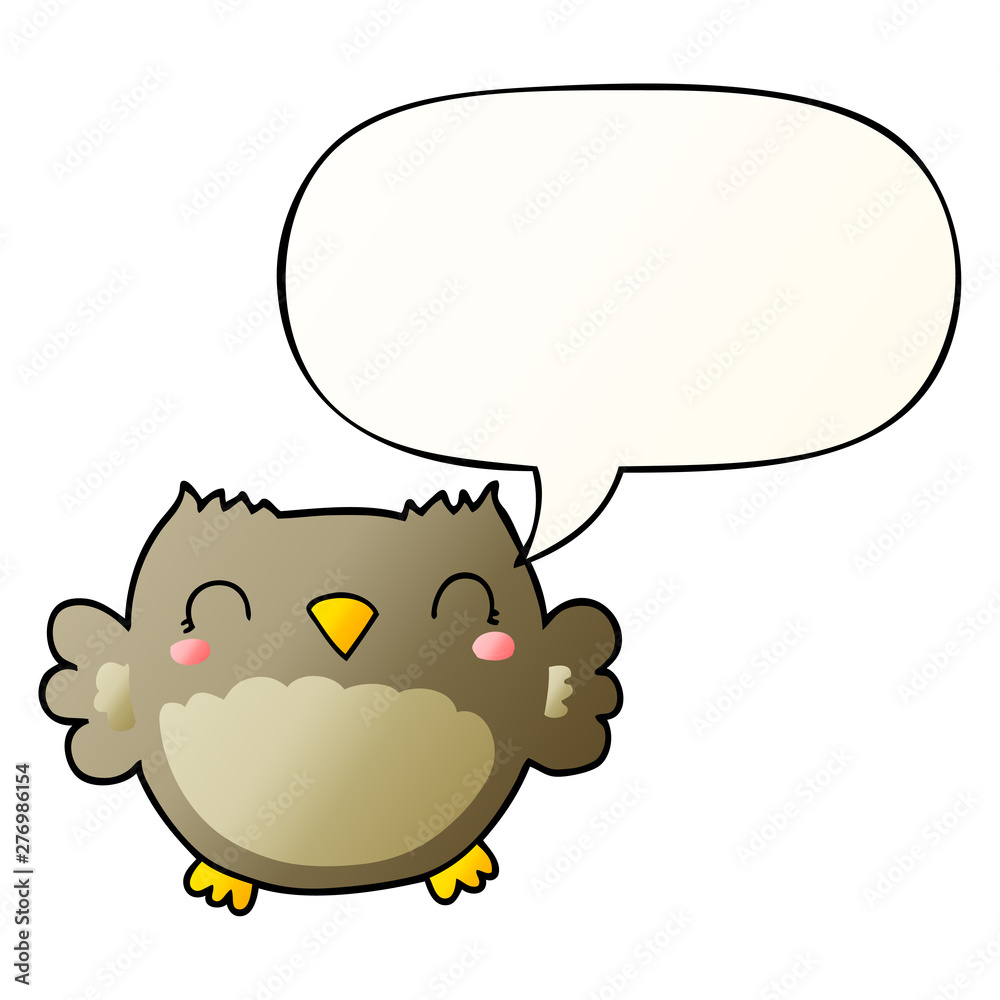 cute cartoon owl and speech bubble in smooth gradient style cute cartoon owl and speech bubble in smooth gradient style
