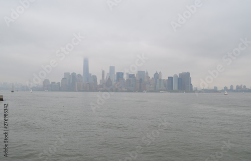 Spring in New York  Hazy Lower Manhattan Skyline on an Overcast Day