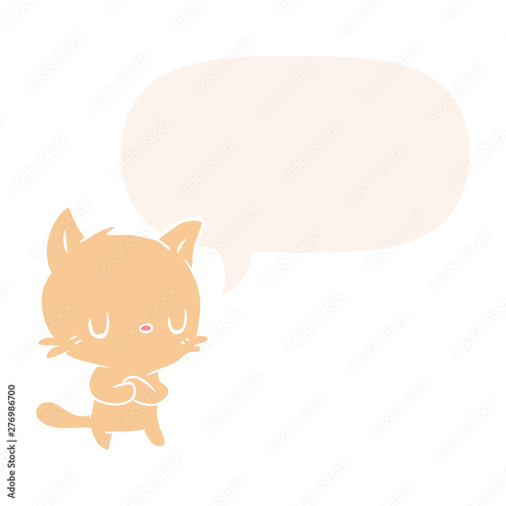 cute cartoon cat and speech bubble in retro style cute cartoon cat and speech bubble in retro style