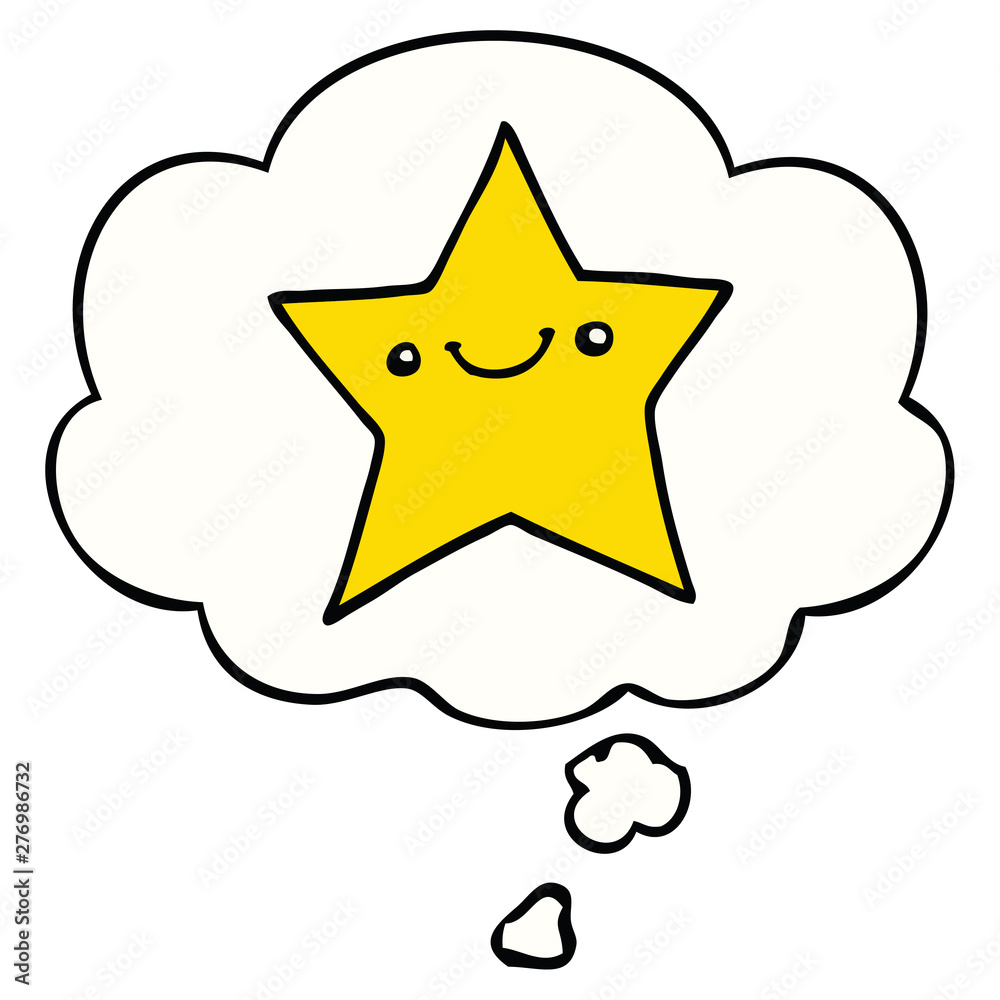 happy cartoon star and thought bubble happy cartoon star and thought bubble