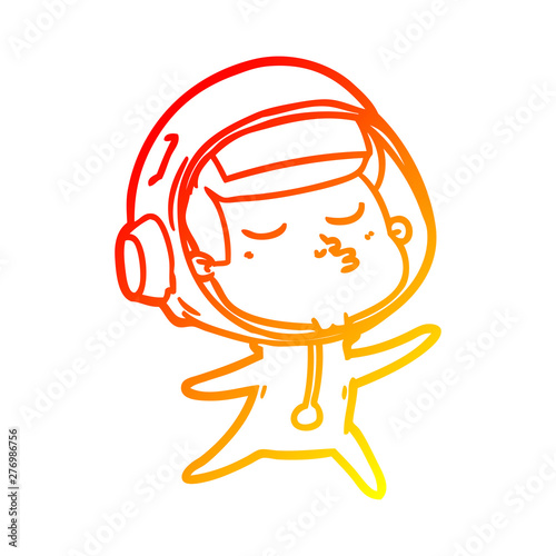warm gradient line drawing cartoon confident astronaut