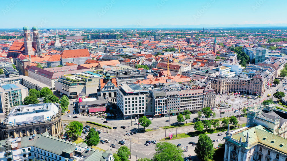 aerial view of the inner city of Munich, Bavaria, Germany