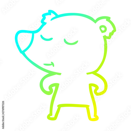 cold gradient line drawing cartoon polar bear