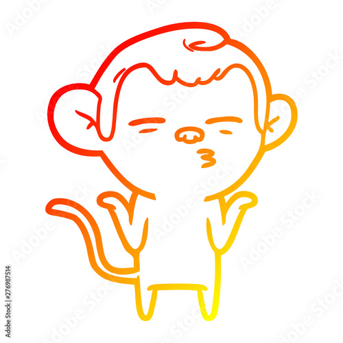 warm gradient line drawing cartoon suspicious monkey