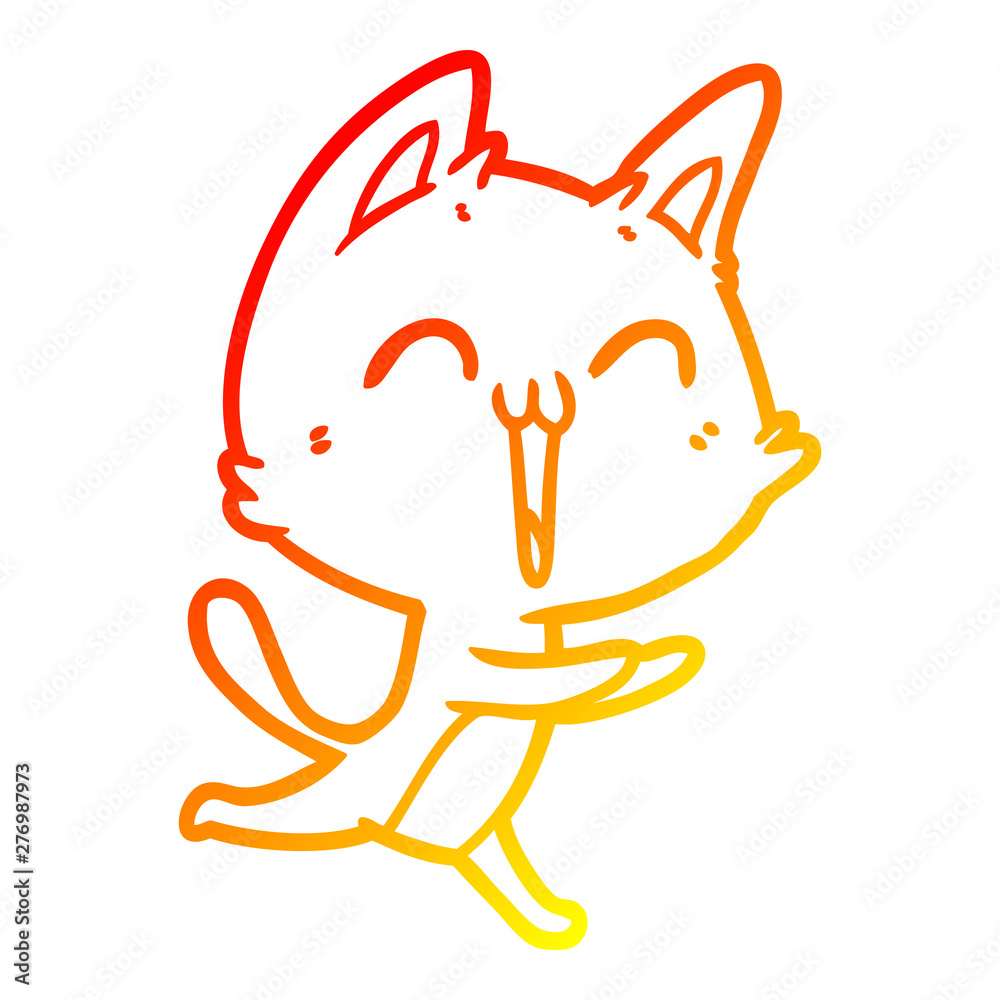 warm gradient line drawing happy cartoon cat meowing warm gradient line drawing happy cartoon cat meowing