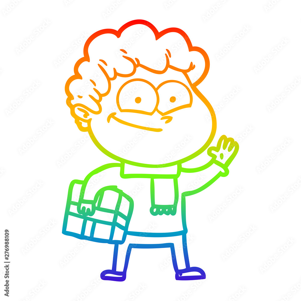 rainbow gradient line drawing cartoon happy man rainbow gradient line drawing cartoon happy man