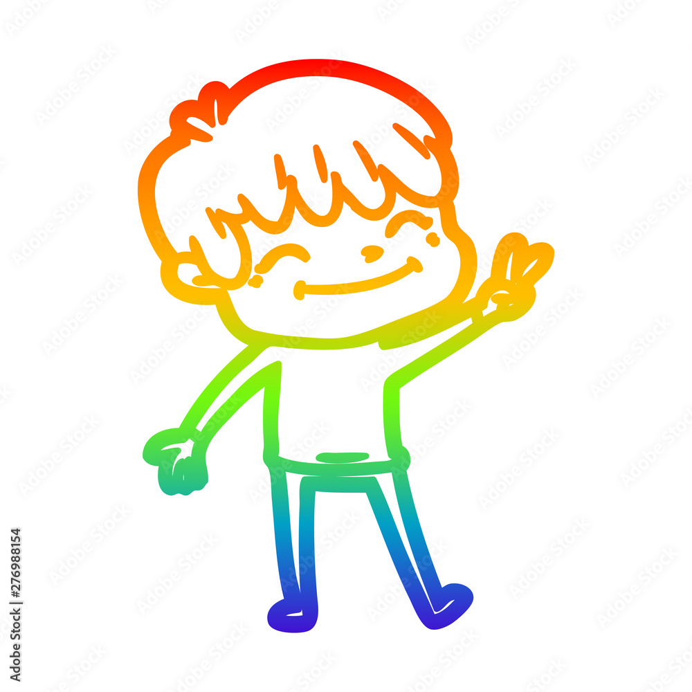 rainbow gradient line drawing cartoon happy boy rainbow gradient line drawing cartoon happy boy