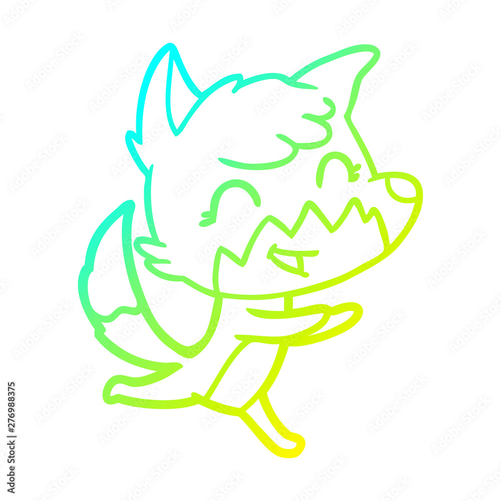 cold gradient line drawing happy cartoon fox cold gradient line drawing happy cartoon fox