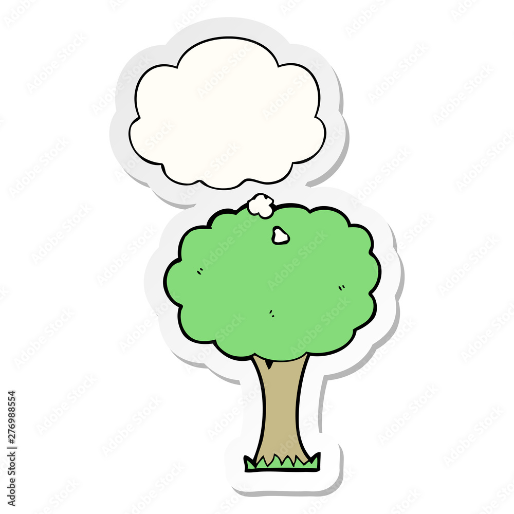 cartoon tree and thought bubble as a printed sticker cartoon tree and thought bubble as a printed sticker