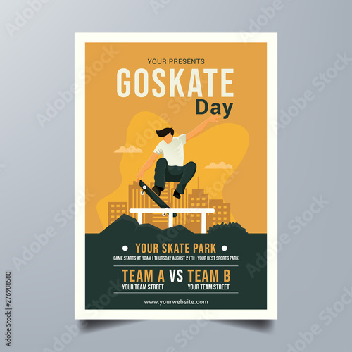 skateboard tournament flyer template vector