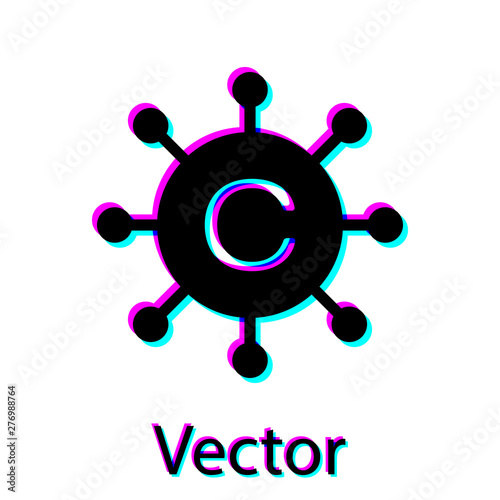 Black Copywriting network icon isolated on white background. Content networking symbol. Copyright sign. Copywriting network sign. Vector Illustration