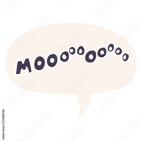 cartoon moo noise and speech bubble in retro style