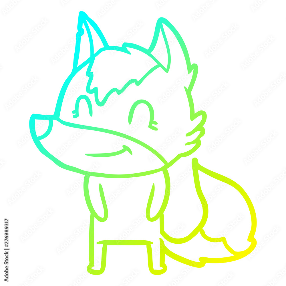 cold gradient line drawing friendly cartoon wolf cold gradient line drawing friendly cartoon wolf
