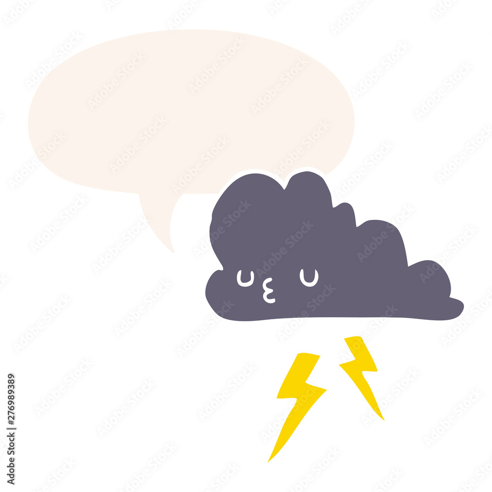 cartoon storm cloud and speech bubble in retro style cartoon storm cloud and speech bubble in retro style