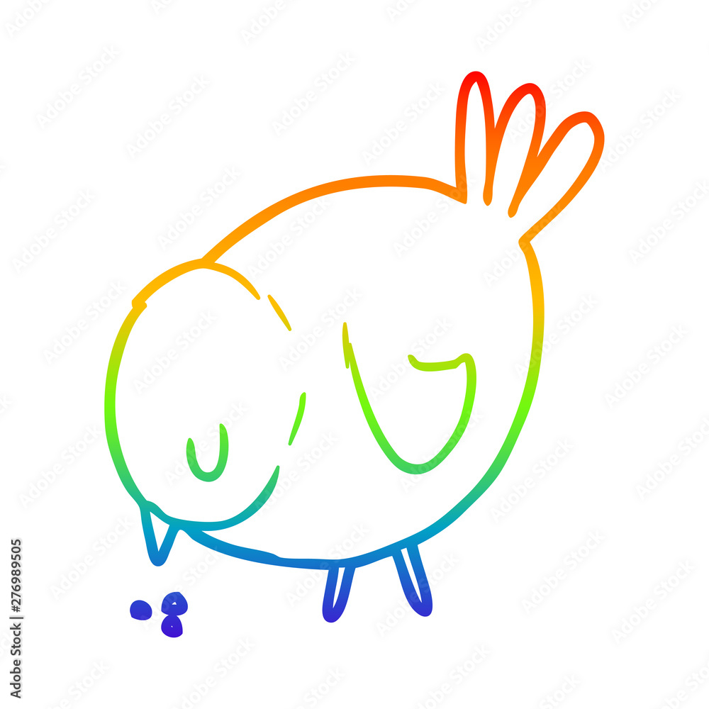 Obraz premium rainbow gradient line drawing cartoon pecking bird