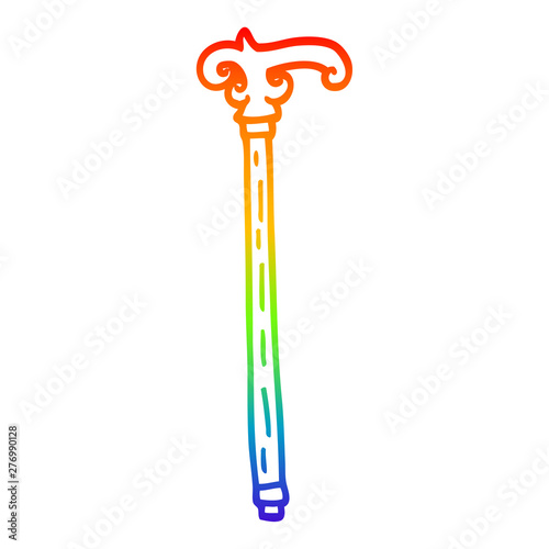 rainbow gradient line drawing cartoon fancy walking stick