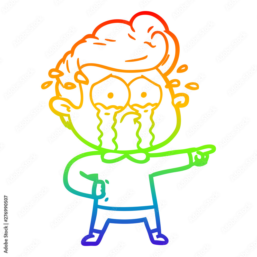 rainbow gradient line drawing cartoon crying man rainbow gradient line drawing cartoon crying man