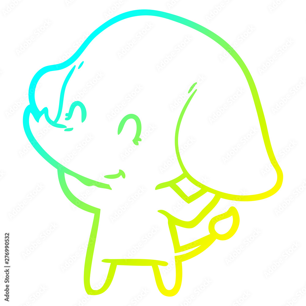 cold gradient line drawing cute cartoon elephant cold gradient line drawing cute cartoon elephant