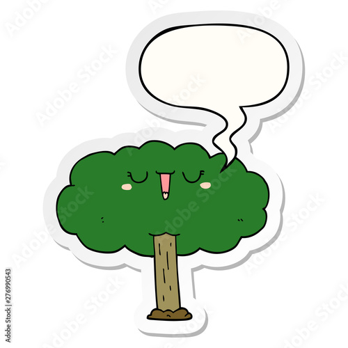 cartoon tree and speech bubble sticker