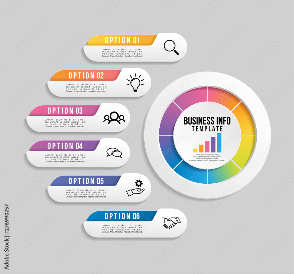 Vector Infographic Design Template with 6 Options Steps and Marketing Icons can be used for info graph, presentations, process, diagrams, annual reports, workflow layout Vector Infographic Design Template with 6 Options Steps and Marketing Icons can be used for info graph, presentations, process, diagrams, annual reports, workflow layout