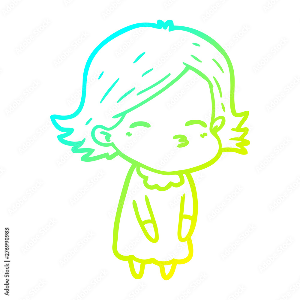 cold gradient line drawing cartoon woman cold gradient line drawing cartoon woman