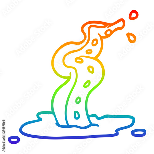 rainbow gradient line drawing cartoon spooky tentacle