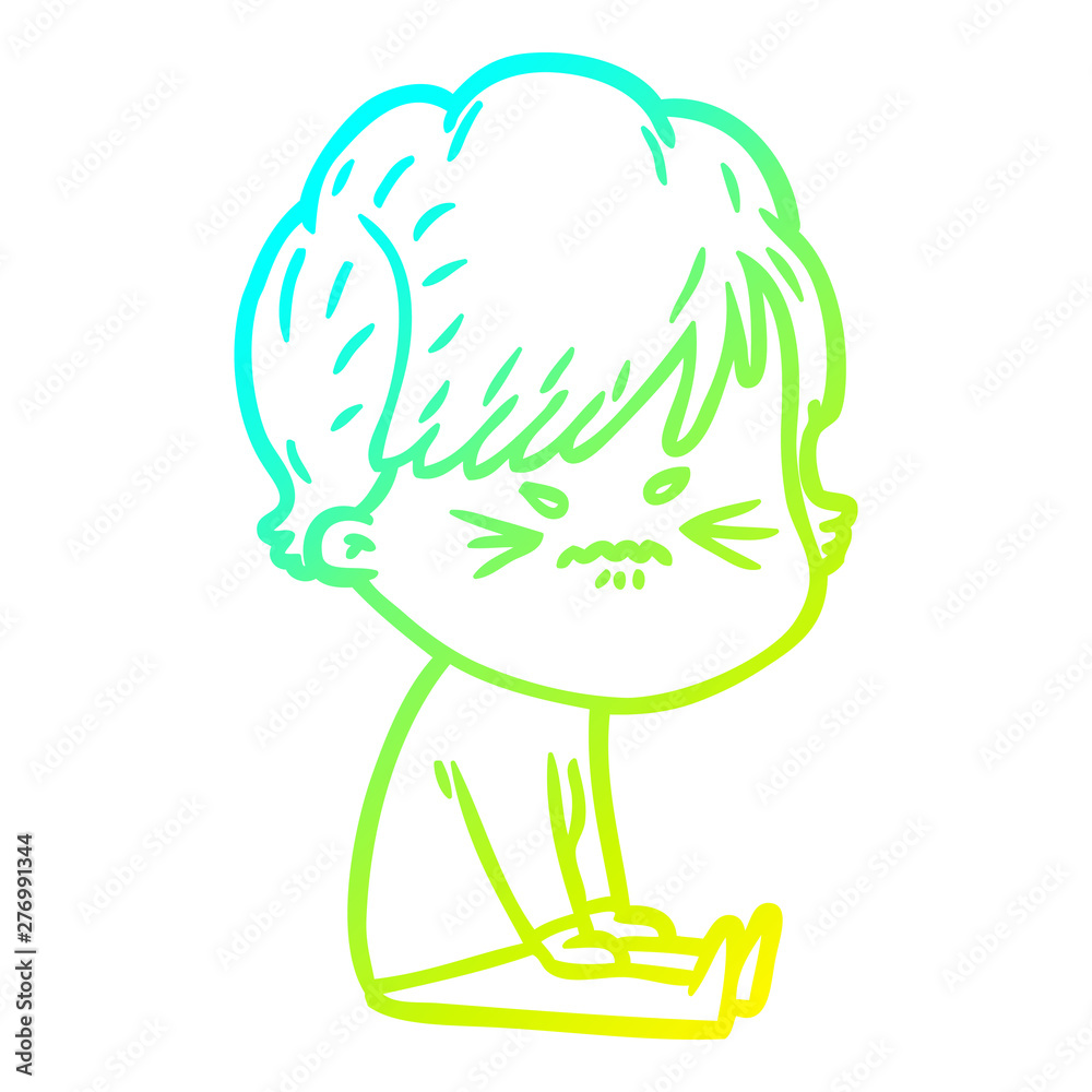 cold gradient line drawing cartoon frustrated woman cold gradient line drawing cartoon frustrated woman
