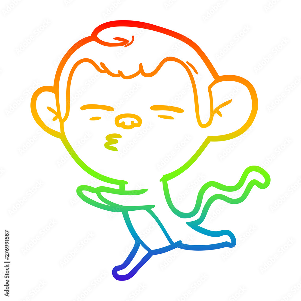 rainbow gradient line drawing cartoon suspicious monkey rainbow gradient line drawing cartoon suspicious monkey