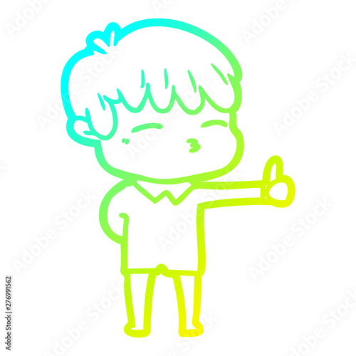 cold gradient line drawing cartoon curious boy