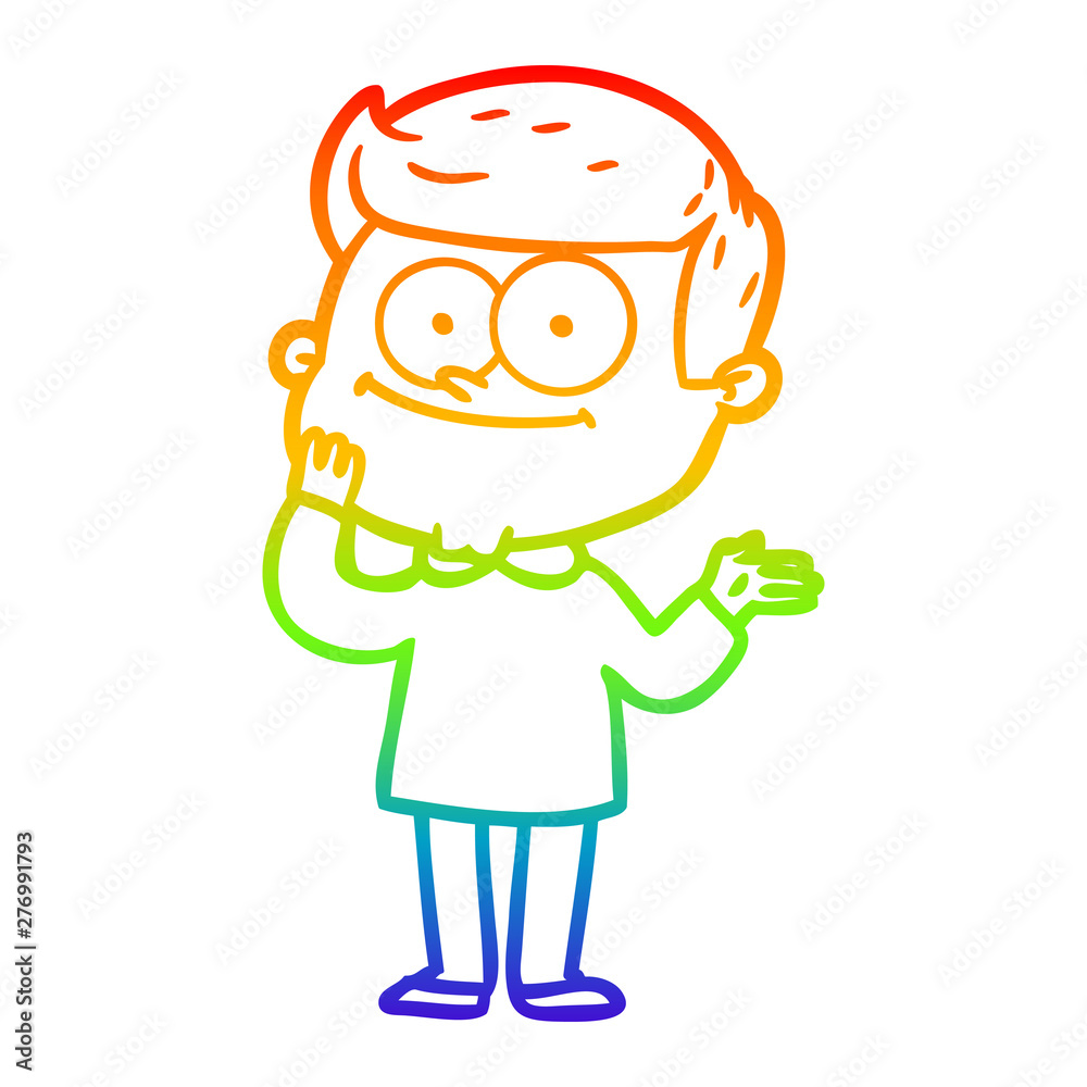 rainbow gradient line drawing cartoon happy man rainbow gradient line drawing cartoon happy man