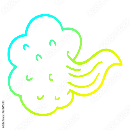 cold gradient line drawing cartoon whooshing cloud