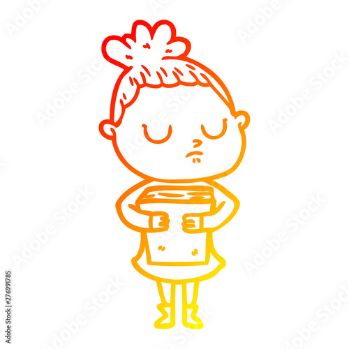 warm gradient line drawing cartoon calm woman