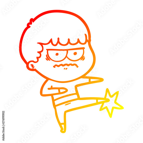 warm gradient line drawing cartoon annoyed man