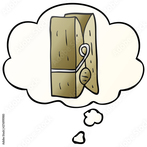 cartoon peg and thought bubble in smooth gradient style